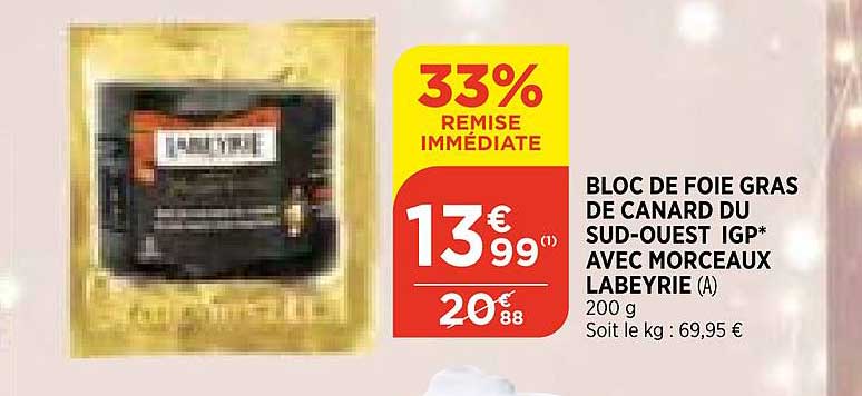 bloc de foie gras de canard du sud-ouest igp avec morceaux labeyrie