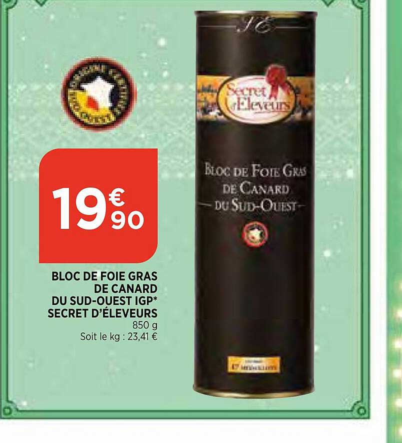 bloc de foie gras de canard du sud-ouest igp secret d'éleveurs