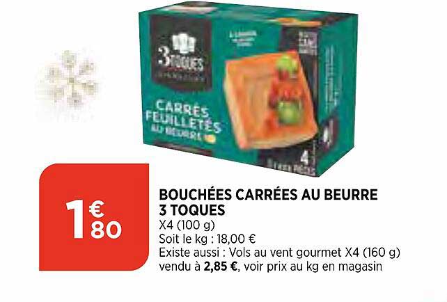 bouchées carrées au beurre 3 toques