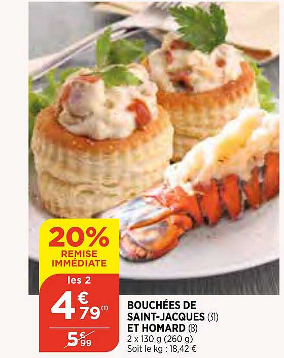 bouchées de saint-jacques et homard
