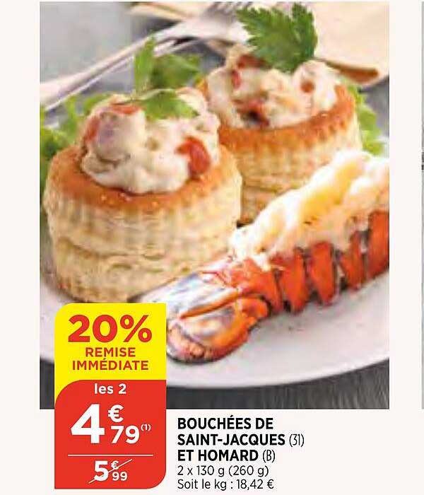 bouchées de saint-jacques et homard