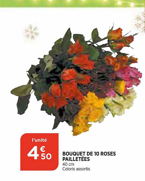 bouquet de 10 roses pailletées