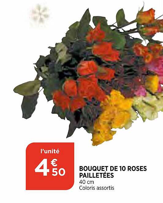 bouquet de 10 roses pailletées
