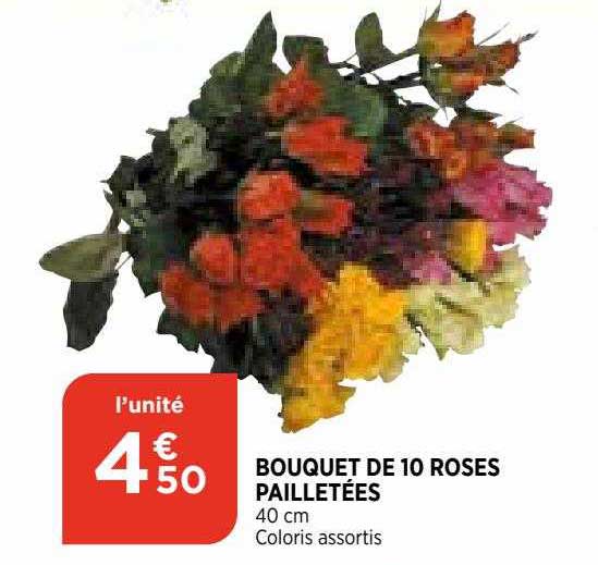 bouquet de 10 roses pailletées