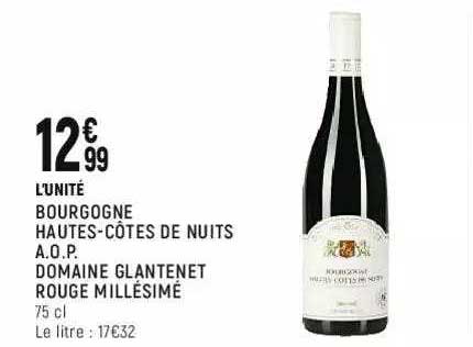 bourgogne hautes-côtes de nuits a.o.p. domaine glantenet rouge millésimé