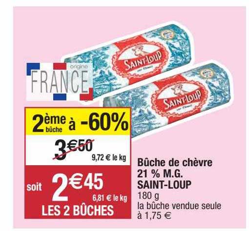 bûche de chèvre 21% m.g. saint-loup