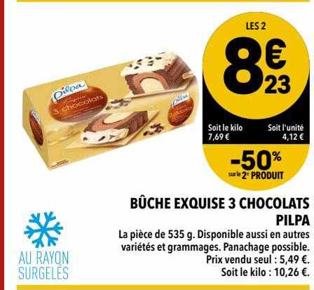 bûche exquise 3 chocolats pilpa