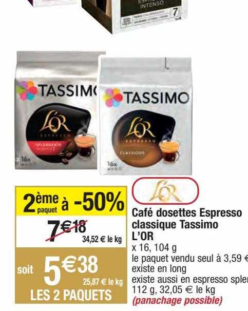 Café Dosettes Espresso Classique Tassimo L'or