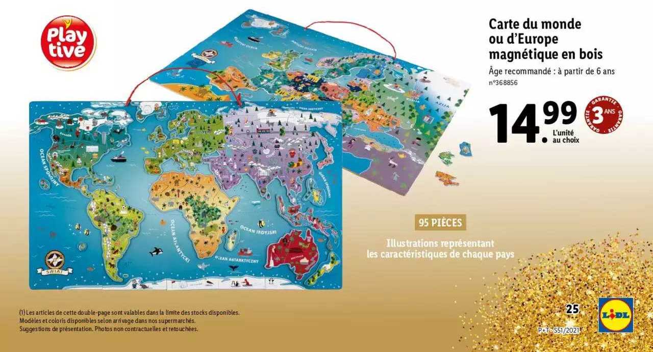 Carte Du Monde Ou D'europe Magnétique En Bois Playtive