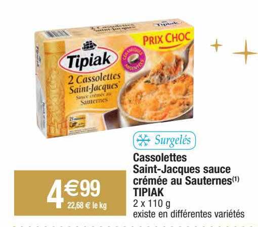 cassolettes saint-jacques sauce crémée au sauternes tipiak
