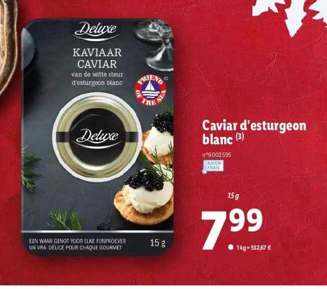caviar d'esturgeon blanc deluxe