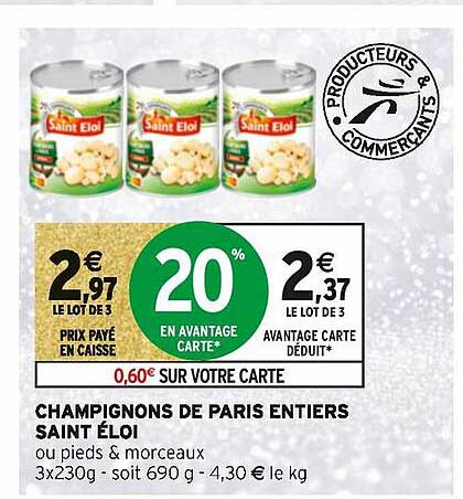 Champignons De Paris Entiers Saint éloi