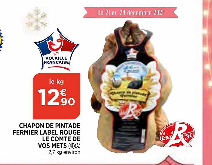 chapon de pintade fermier label rouge le comte de vos mets