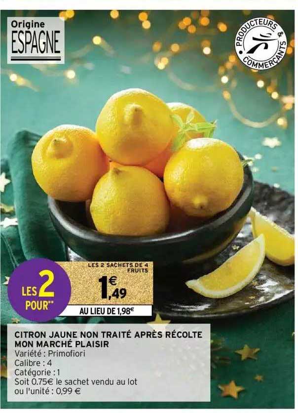 citron jaune non traité après récolte mon marché plaisir