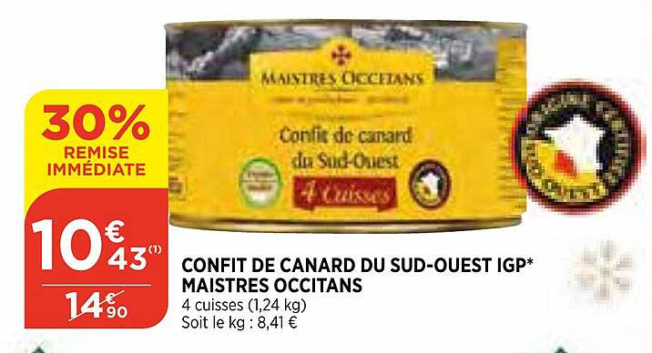 confit de canard du sud-ouest igp maistres occitans