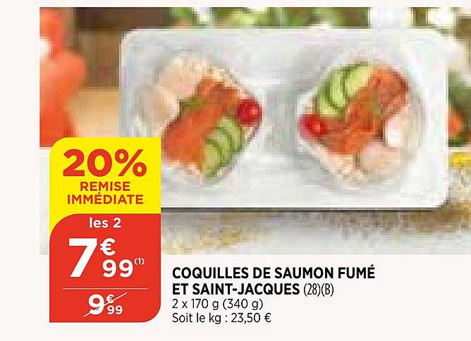 coquilles de saumon fumé et saint-jacques