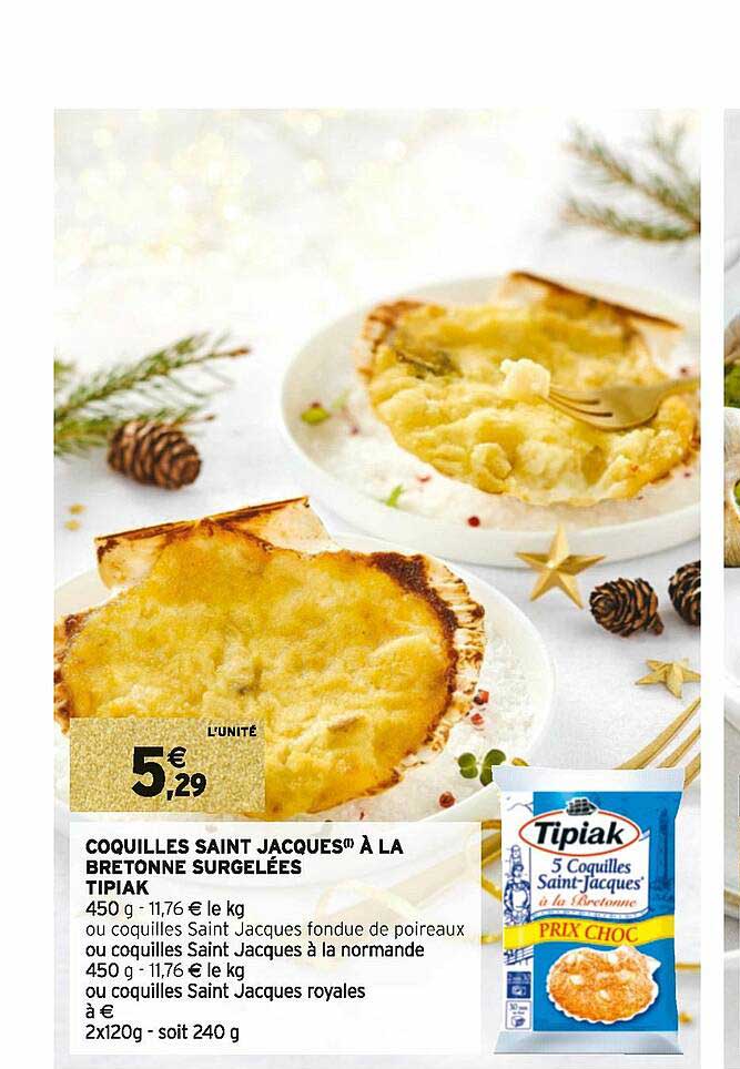 coquilles saint jacques à la bretonne surgelées tipiak