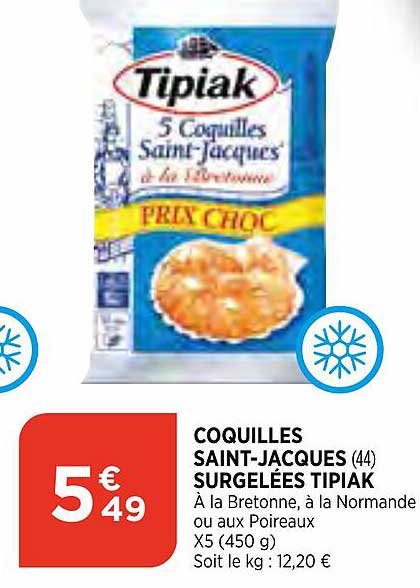 coquilles saint-jacques surgelées tipiak