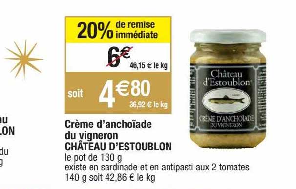 crème d'anchoïade du vigneron château d'estoublon