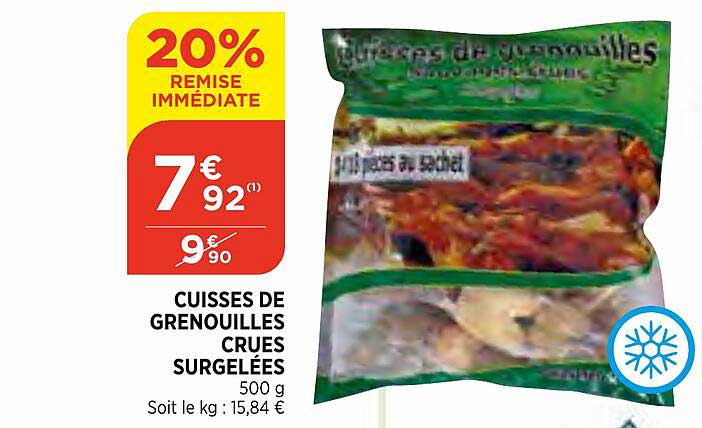cuisses de grenouilles crues surgelées