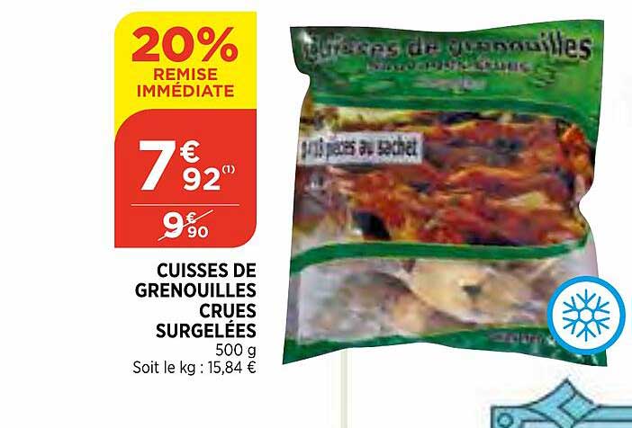 cuisses de grenouilles crues surgelées