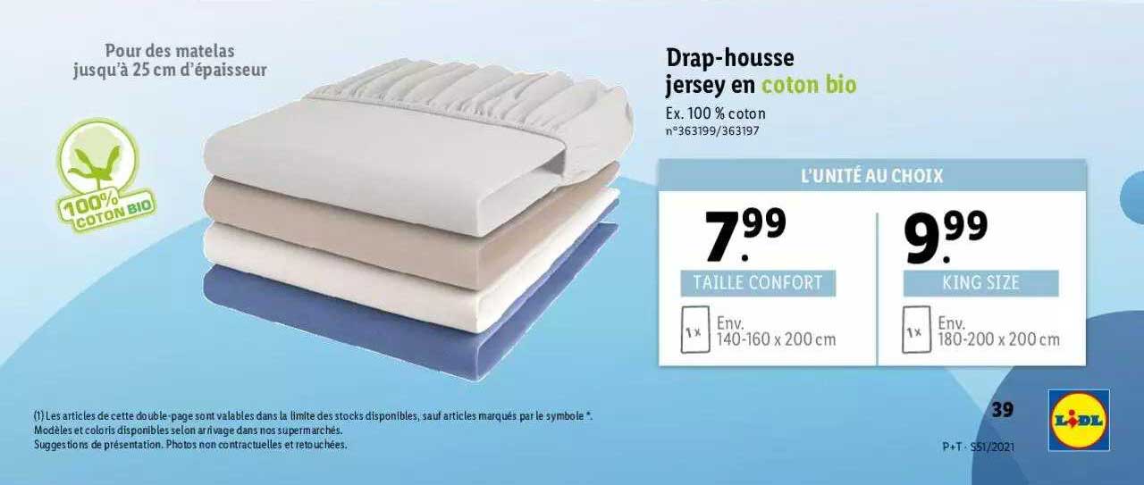drap-housse jersey en coton bio