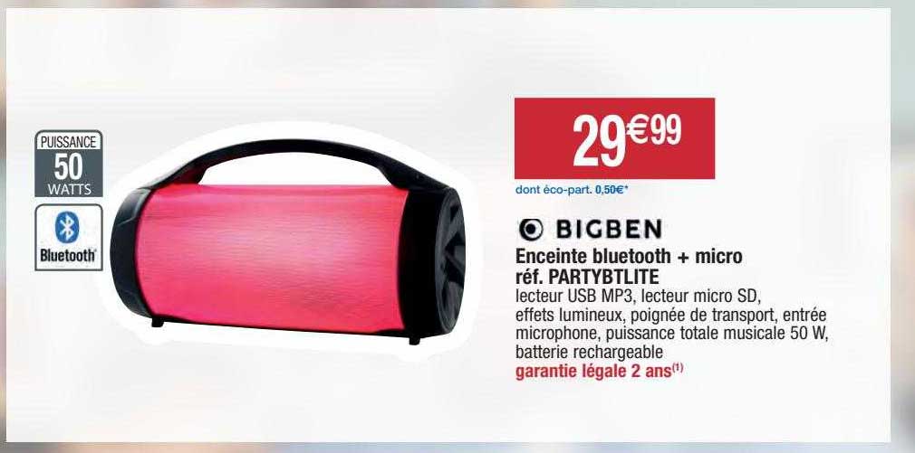 Enceinte Bluetooth + Micro Partybtlite Gigben