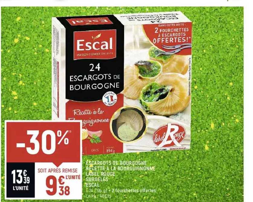 escargots de bourgogne recette à la bourguignonne label rouge surgelés escal