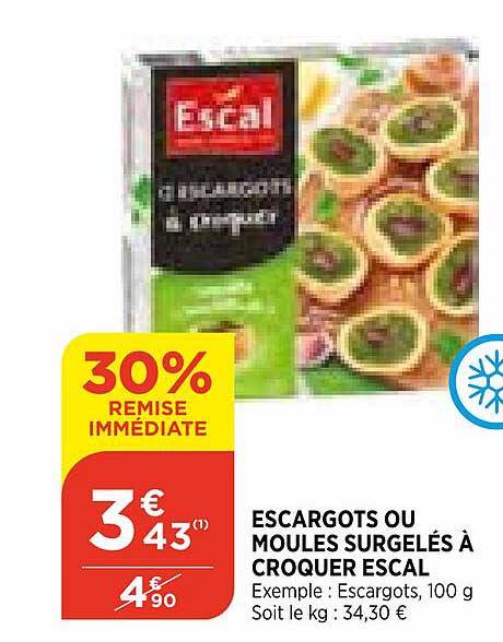 escargots ou moules surgelés à croquer escal