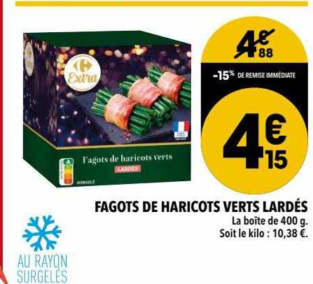 fagots de haricots verts lardés