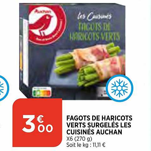 fagots de haricots verts surgelés les cuisinés auchan
