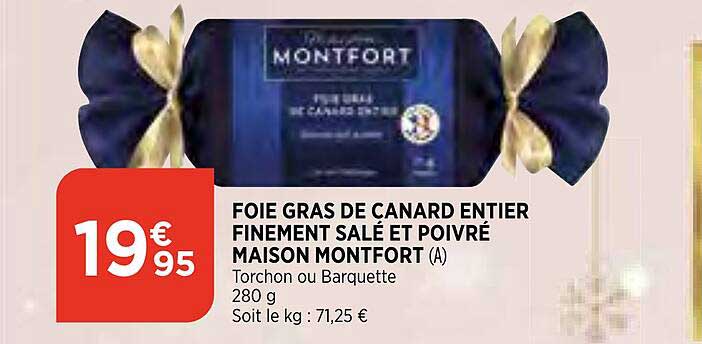 foie gras de canard entier finement salé et poivré maison montfort