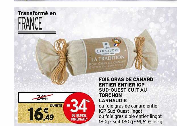 foie gras de canard entier igp sud-ouest cuit au torchon larnaudie