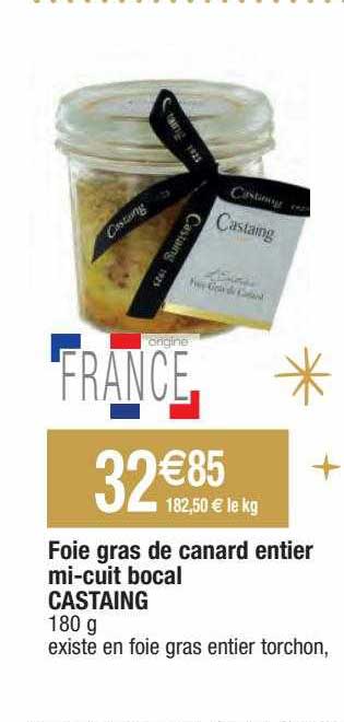 foie gras de canard entier mi-cuit bocal castaing
