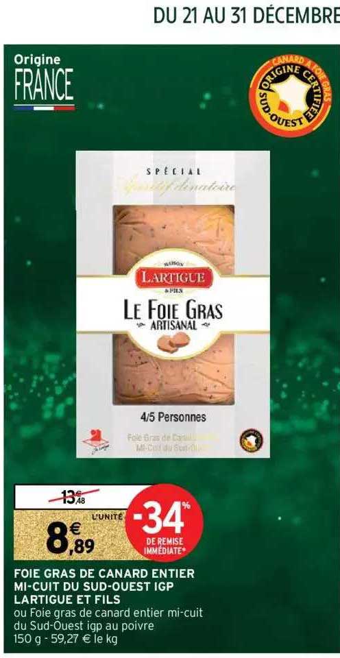 foie gras de canard entier mi-cuit du sud-ouest igp lartigue et fils