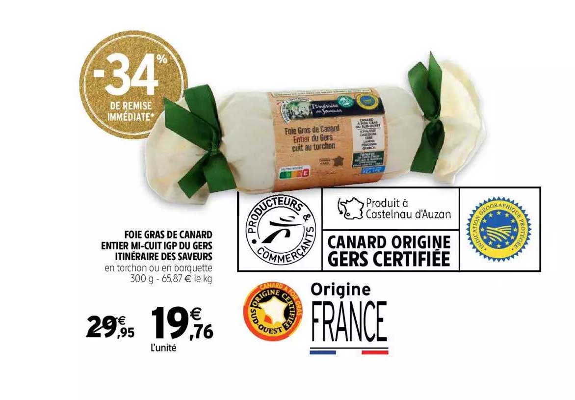 foie gras de canard entier mi-cuit igp du gers itinéraire des saveurs