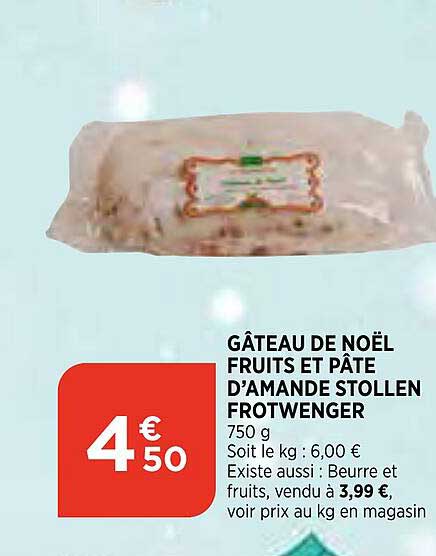 gâteau de noël fruits et pâte d'amande stollen frotwenger