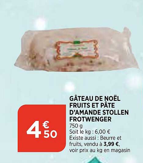 gâteau de noël fruits et pâte d'amande stollen frotwenger