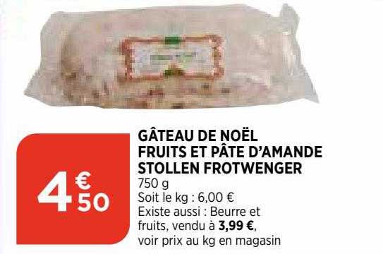 gâteau de noël fruits et pâte d'amande stollen frotwenger