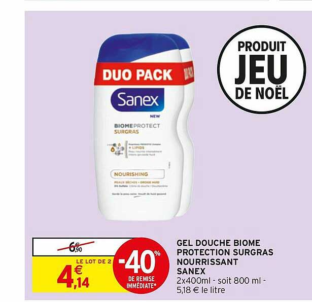 gel douche biome protection surgras nourrissant sanex