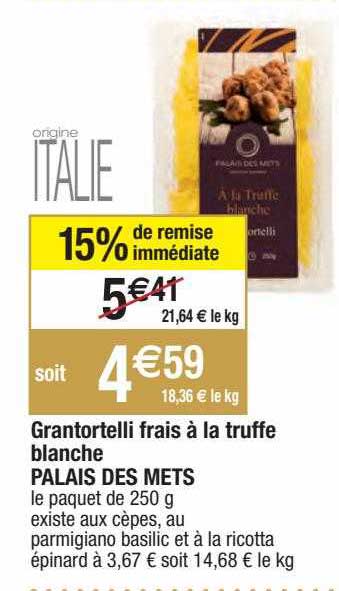 grantortelli frais à la truffe blanche palais des mets