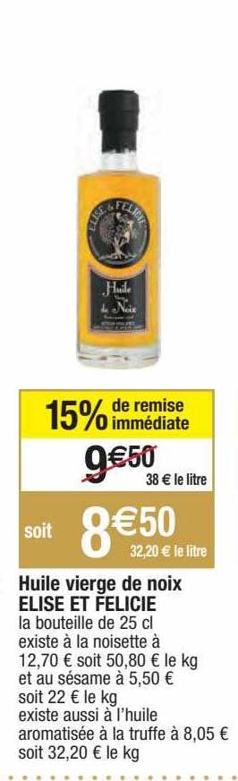 huile viege de noix elise et félicie
