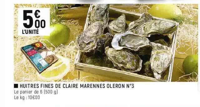Huîtres Fines De Claire Marennes Oléron N°3