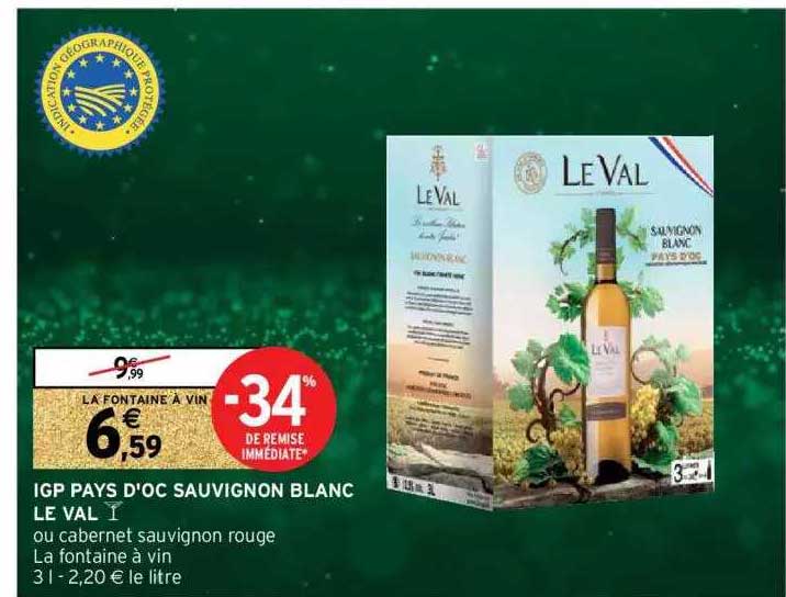 igp pays d'oc sauvignon blanc le val