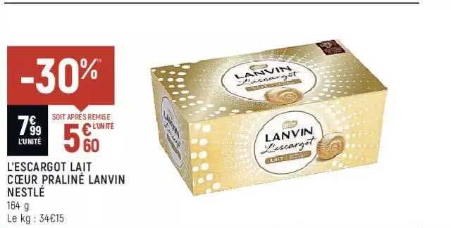 l'escargot lait cœur praliné lanvin nestlé