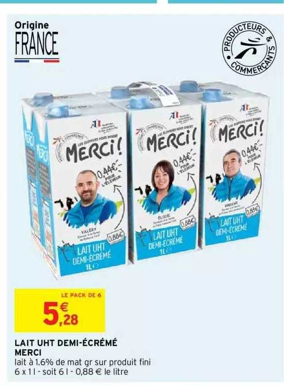 lait uht demi-écrémé merci