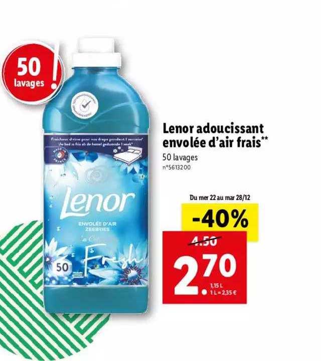 lenor adoucissant envolée d'air frais