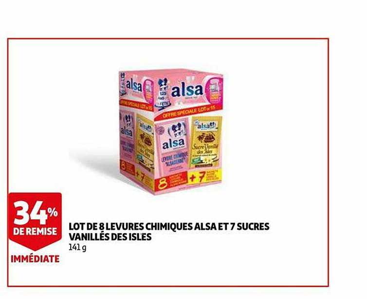 lot de 8 levures chimiques alsa et 7 sucres vanillés des isles