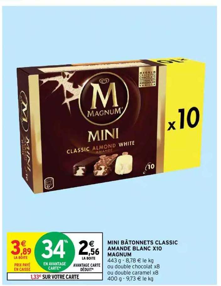 Mini Bâtonnets Classic Amande Blanc X10 Magnum