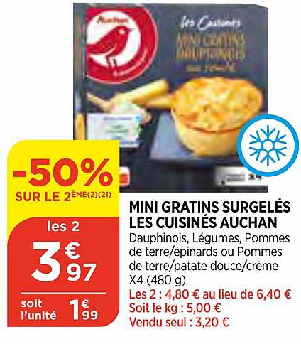 mini gratins surgelés les cuisinés auchan